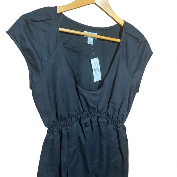 NWT LOFT ANN TAYLOR BLACK DRESS LINEN COTTON WITH POCKETS SIZE 6 - Picture 5 of 8